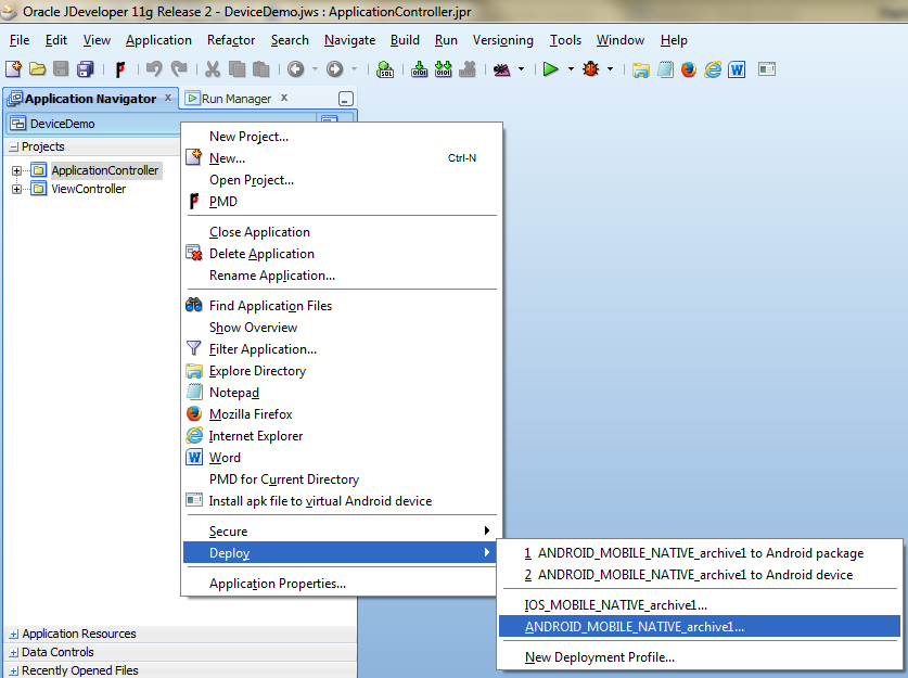 Deploy your ADF Mobile App to a virtual Android device from JDeveloper IDE   deploy your Application to an Android package