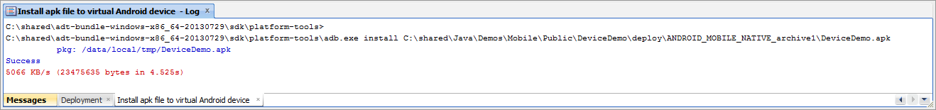 Deploy your ADF Mobile App to a virtual Android device from JDeveloper IDE   install this via application context menu directly to your virtual android device 2
