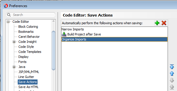 Fix code editor save actions in JDeveloper 12.1.3 keep the order of actions   code editor save actions after save